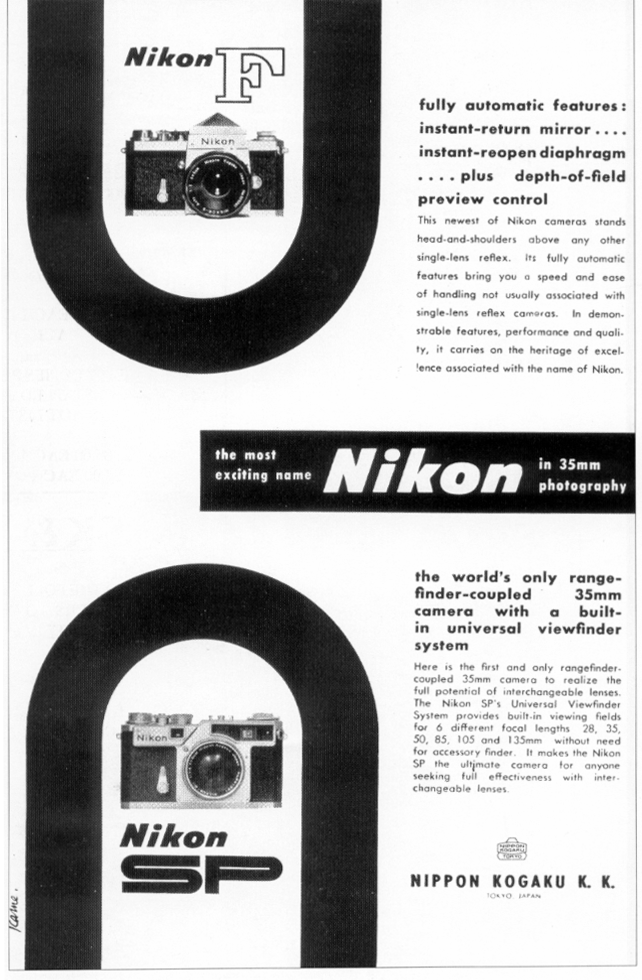 #日本光学, #ニコン, #NipponKogaku, #日本光学工業,   #NikonWorld, #推しNikon, #ニッコール, Nikon F and SP vintage Ad from 1959