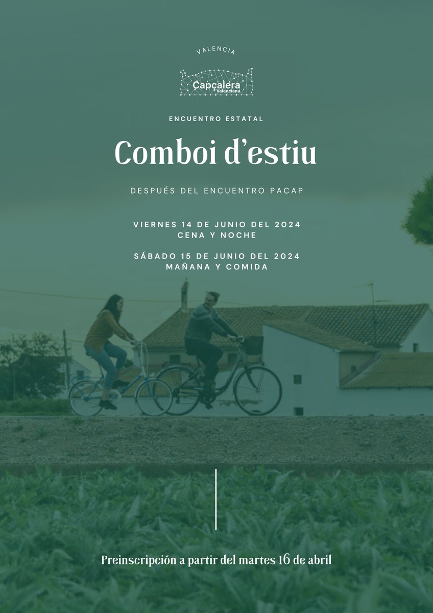 ¡Ahora sí que sí! 
Os presentamos… Comboi d’Estiu! 
🌞🕶️
Será un encuentro para todxs lxs grupos Cabecera de otras regiones + cualquier persona que quiera formar parte activa de nuestro proyecto!
1/2