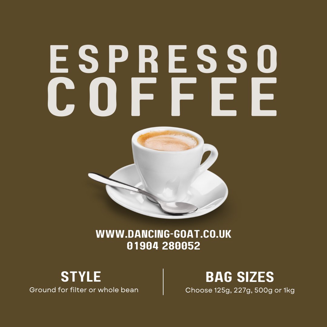 Love espresso coffee? We recommend our Cafe Bar. Inspired by the northern Italian cafe culture, this blend creates an authentic Italian-tasting coffee. Check out dancing-goat.co.uk for a delightful caffeine experience! 🐐🎶 Get ready to dance with every sip! 💃 #Coffee