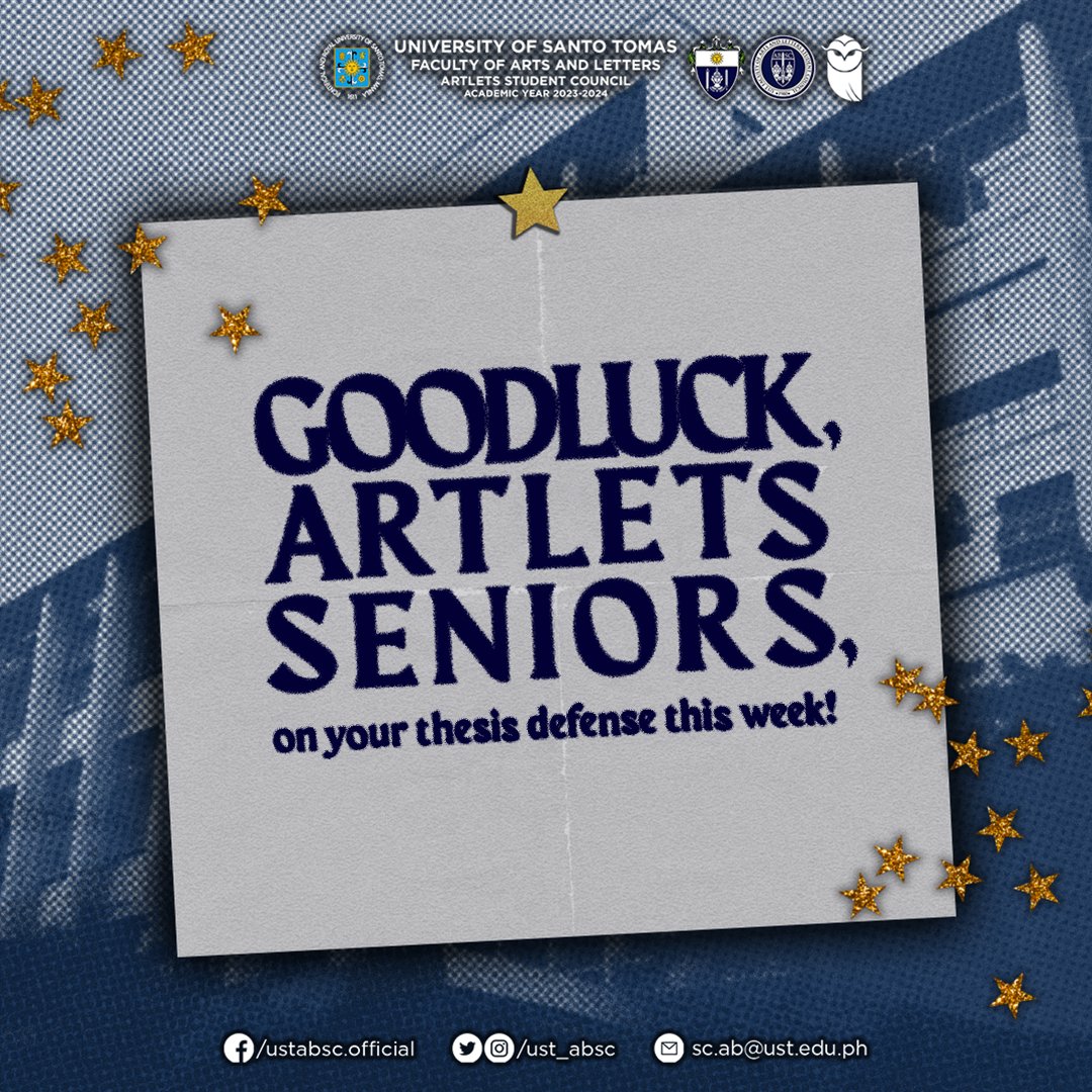 ust_absc's tweet photo. LAST PUSH, ARTLETS SENIORS! 🦉📃

All the hard work and dedication you've poured throughout your thesis journey have finally brought you here. Trust your knowledge and let your passion inspire you. You've got this, seniors! 

Manifest #RoadToQPAV the soonest! 🔜🎓 https://t.co/yt44nRi4VQ