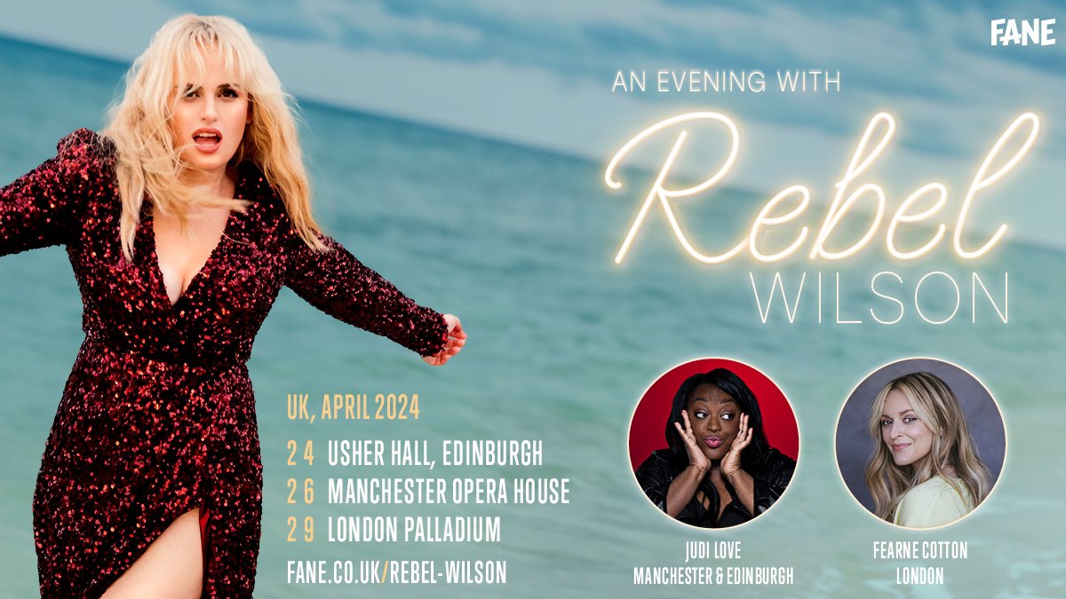 💛 INTERVIEWER ANNOUNCEMENTS | @1Judilove & @Fearnecotton will be our special guest hosts for An Evening with Rebel Wilson! Join Rebel on an extraordinary journey sharing the lessons she has learned throughout her life & her time in Hollywood. 🎟️ fane.co.uk/rebel-wilson