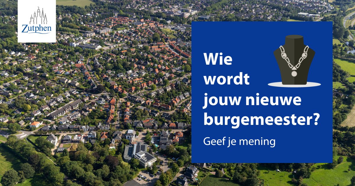 Wat verwacht jij van de nieuwe burgemeester van Zutphen en Warnsveld? We horen graag jouw mening. Deelnemen kan nog tot en met 21 april, via.bit.ly/3UaSyo8. #Zutphen #Warnsveld #burgemeester #onderzoek