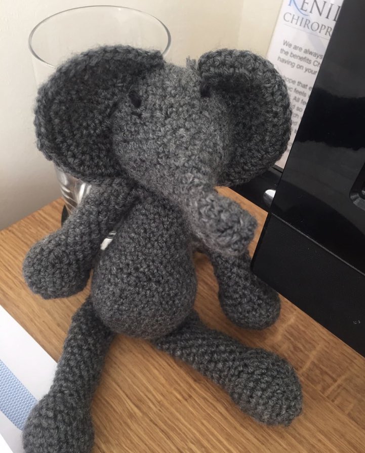 Hello everyone! Today is #savetheelephant day 🐘 Here’s a throwback to a @toft_uk elephant I made a couple of years ago for #charity project @outwithanimals 🐘 want something made just for you? DM me your ideas! okthenwhatsnextcraft.etsy.com #earlybiz #crochet #elevenseshour #etsy