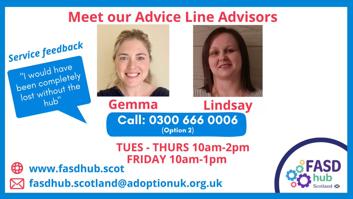 Our friendly Advice Line advisors have years of lived experience of #FASD. Whether you need a general listening ear or you have something specific to ask, they're here to help you with everything FASD related. Why not give them a call during our new opening hours for a chat?