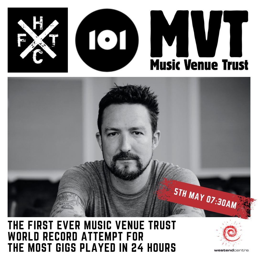 ✨ HUGE NEWS ✨

The amazing @FrankTurner undertakes the first ever @musicvenuetrust world record attempt for the most gigs played in 24 hours on May 4/5!!!

See him here at the Westy on Sunday 5 May - 7:30am(!), with 101 Collectors Records.

buff.ly/3W0Pw7k