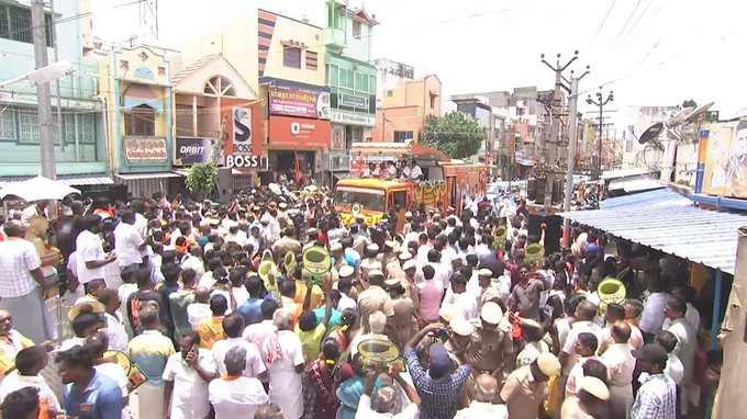 #LokSabhaElection2024 भाजपाचे राष्ट्रीय अध्यक्ष @JPNadda यांनी तामिळनाडू मधल्या रामनाथपुरम इथं रोड शो केला.
