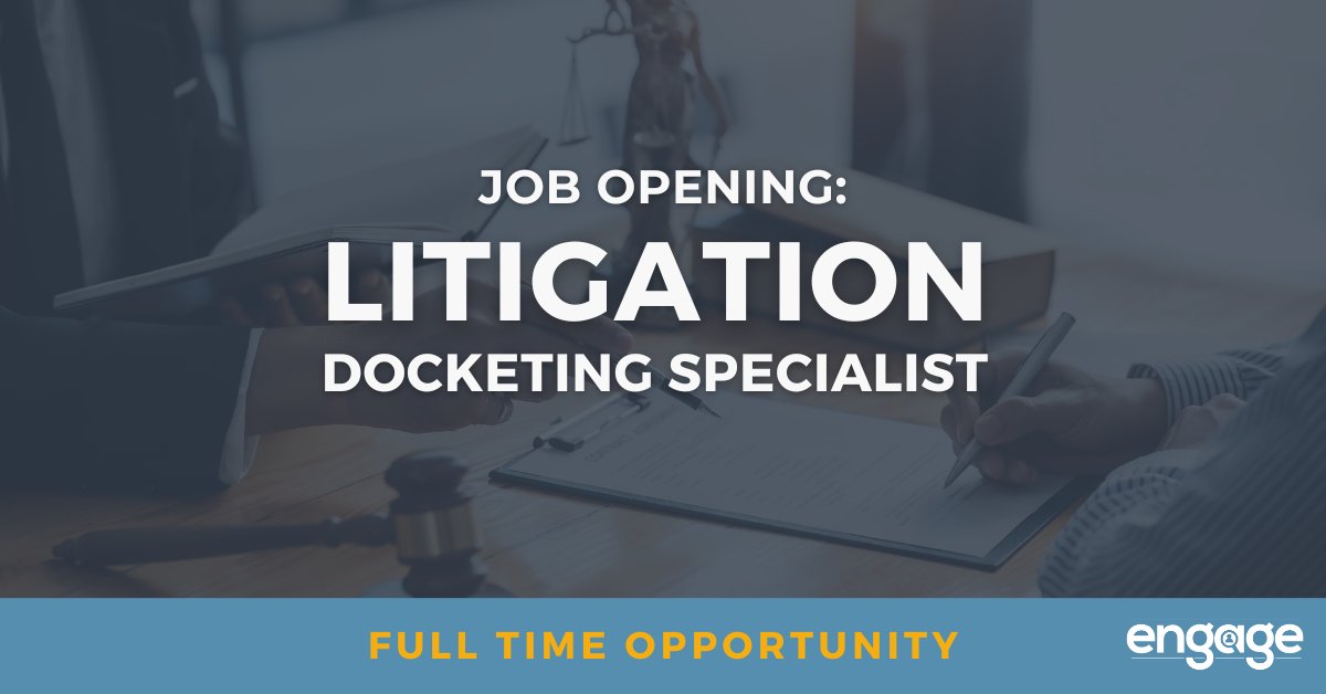 🌟 Join Our Team! 🌟 Are you a detail-oriented Litigation Docketing Specialist looking for a new opportunity? We're hiring for a full-time hybrid position located in Chicago, IL, with the flexibility of 2 days WFH after a 90-day ramp-up period. ow.ly/1FQW50RgB0l? #ChiJobs