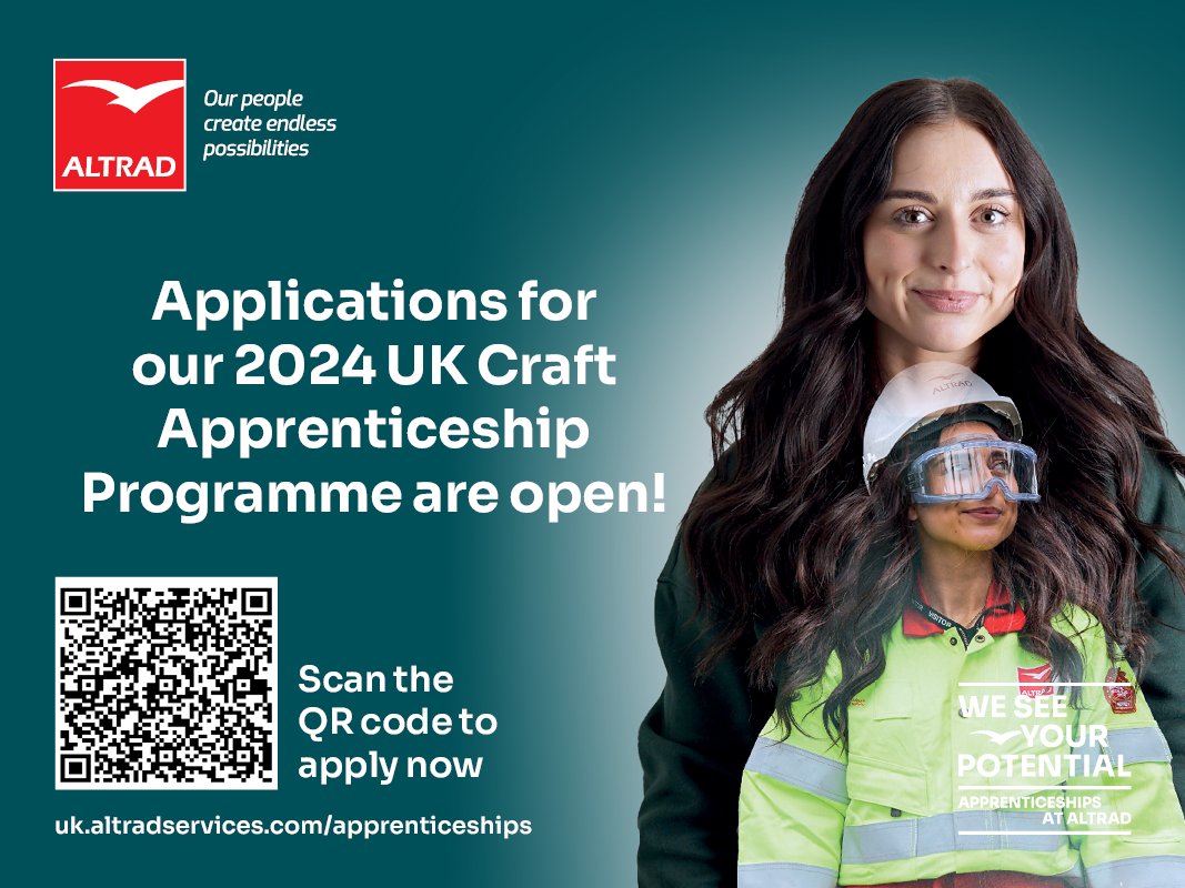 Join one of the world's leading support services companies; apply for our 2024 UK Craft Apprenticeship Programme today! To apply, scan the QR code or follow the link below: ow.ly/cXNz50RgSit #apprenticeship #Altradpeople #endlesspossibilities