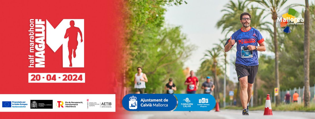 Half Marathon Magaluf 🏃🏻‍♂️🏃‍♀️ Circuitos de 21 km y 10 km 📆 20 de abril de 2024 📍 Pista de Atletismo de Magaluf maratonmagaluf.com ➕