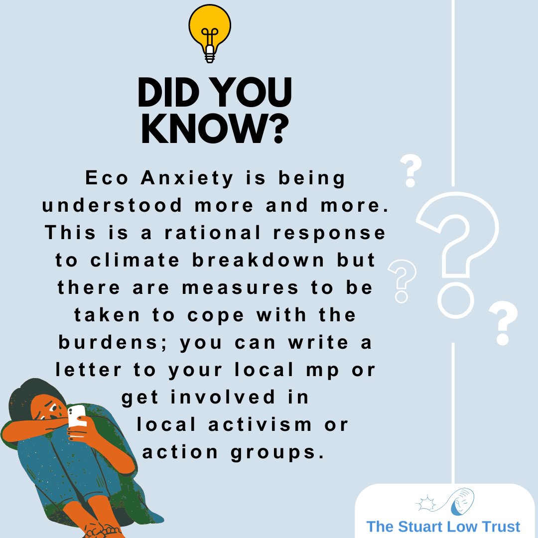 Eco Anxiety is something we are understanding more and more. find out more here: buff.ly/3oDxsPI  #interestingfacts #wellbeing #mentalhealth #MentalWellness #WellnessJourney #HealthyMind #MentalWellbeing #EmotionalWellness #TheStuartLowTrust