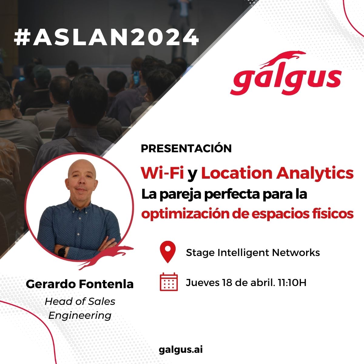 No olvides que desde mañana estaremos en el Congreso & Expo #ASLAN. El jueves, nuestro compañero Gerardo hablará allí sobre 'Wi-Fi y location analytics: la pareja perfecta para la optimización de espacios físicos'. Será a las 11:10H en el stage 'Intelligent Networks'. ¡Apúntalo!