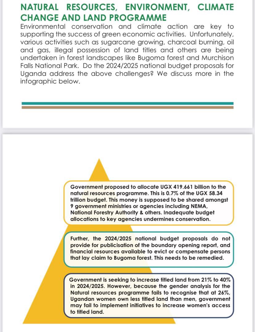 In partnership with @IGENEastAfrica we bring to you analysis of Uganda’s financial budget 2024/2025 ,will this budget improve tourism and biodiversity conservation? Sustains agriculture? Sustainable energy? Find more in the 📷 below👇🏽