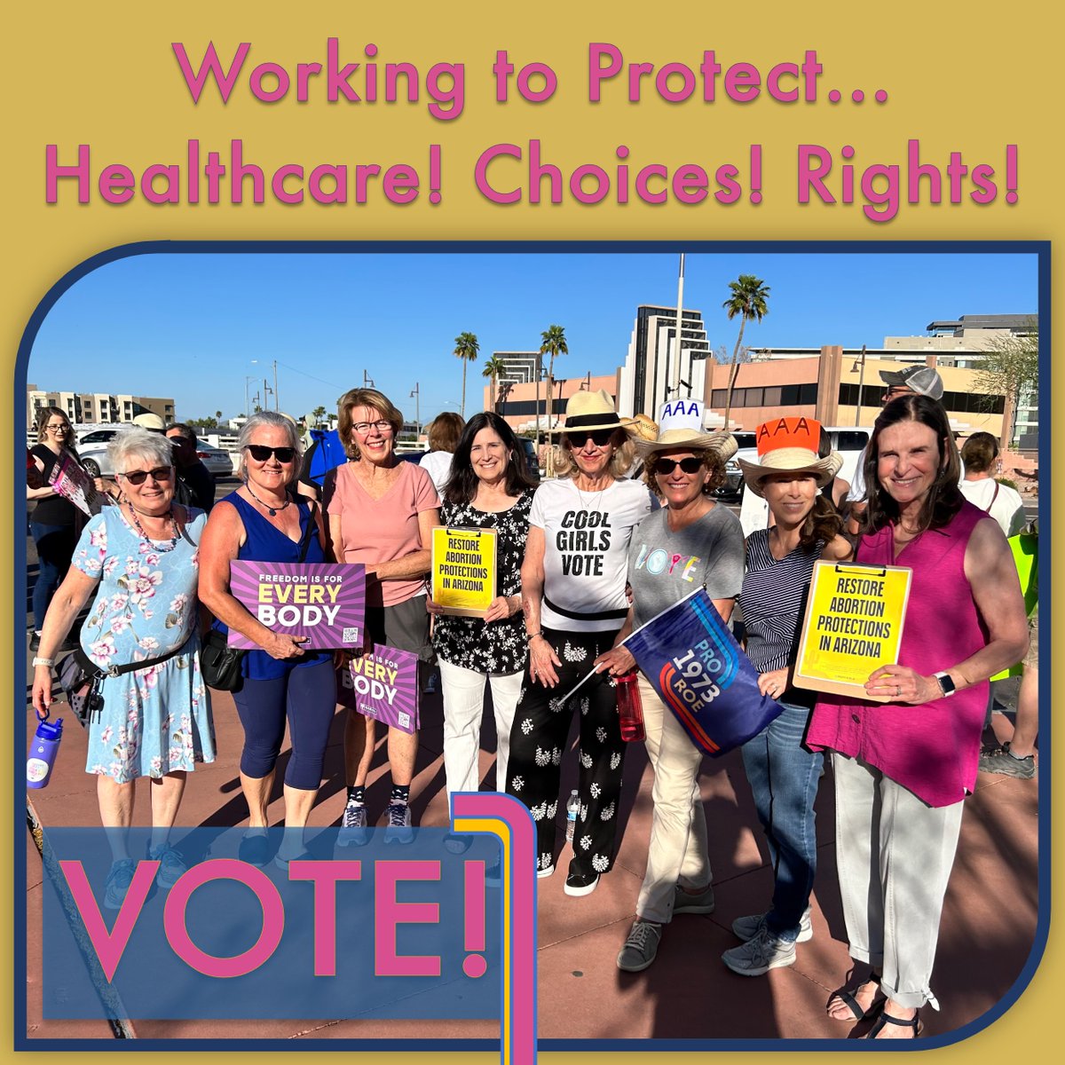 Optimists Resist Indivisible joined 100s of outraged citizens in Scottsdale, raising voices in protest against the 1864 territorial abortion ban! Want to join the work of protecting rights? Our friends at @keepazblue have a great resource: keepazblue.org/abortion! Also, #vote!