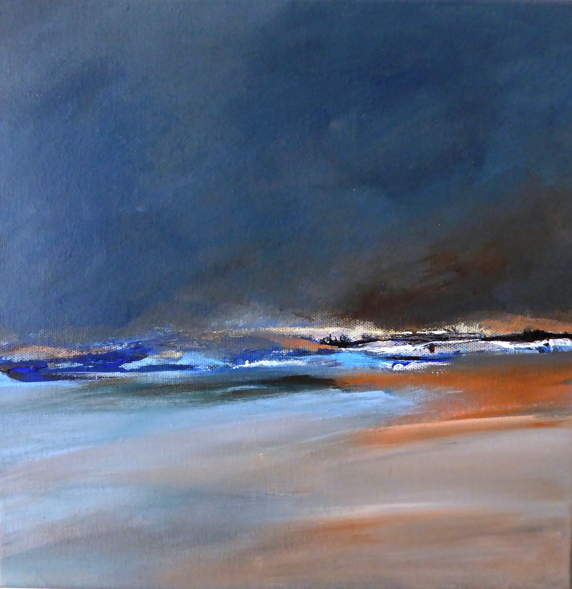 'The Beach - Night' Acrylic on canvas frame. 30cm x 30cm....marianyoungart.com