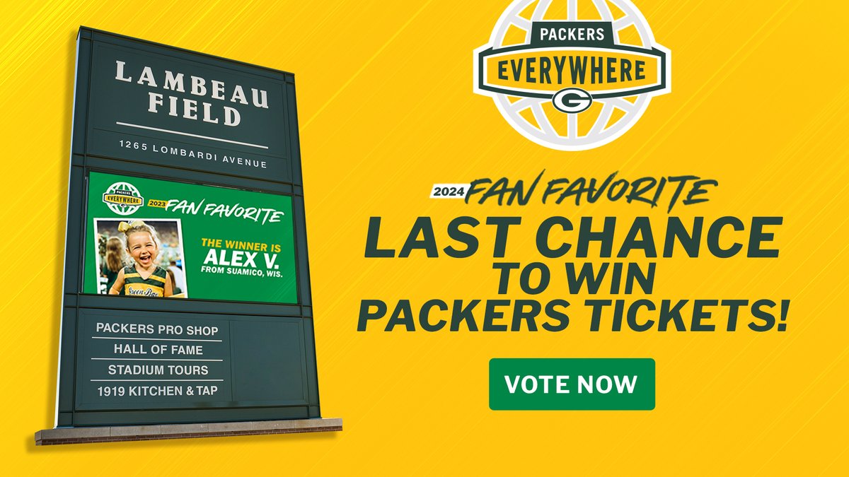 LAST CHANCE‼️ Vote for your favorite photo and you could win game tickets! 😎 ➡️ packerseverywhere.com/fan-favorite