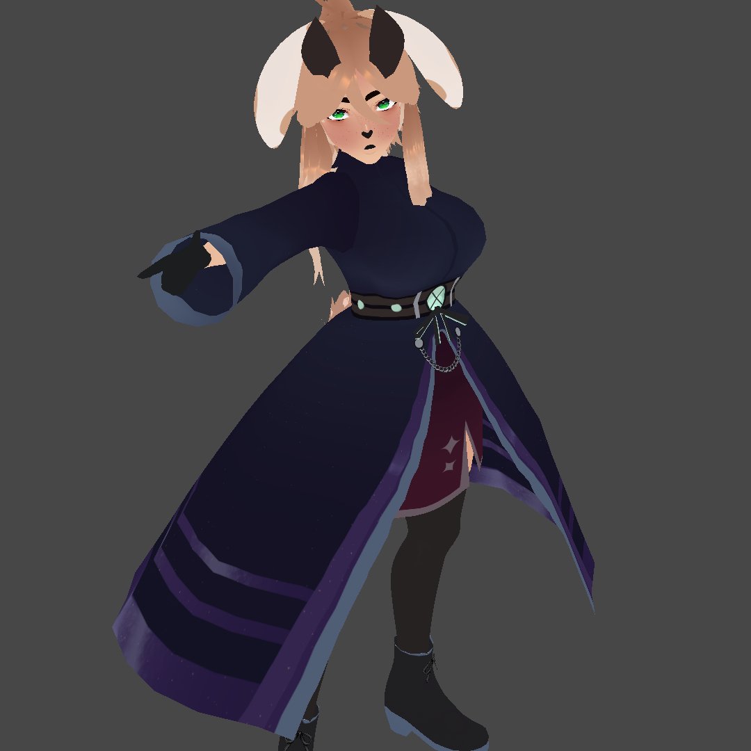 FabledInkVT's tweet photo. How it started VS How its going!! 
After 15 hours of Vroid and learning how to UV texture and all; Im finally getting to a point where Im like super proud of this!! :D
#AstrayJun https://t.co/kD8ZRrcezm