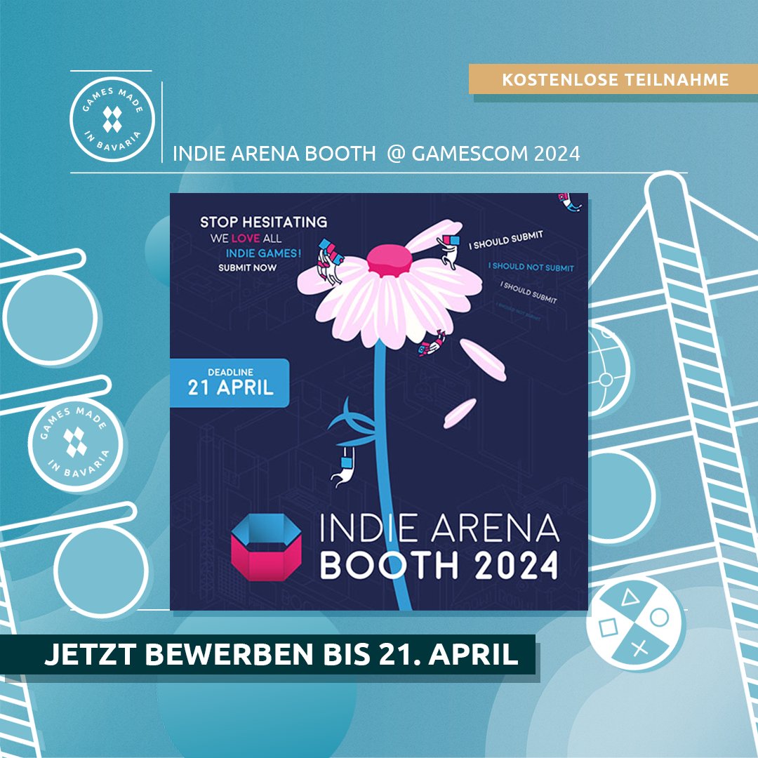 🎮🌟Nehmt mit Games/Bavaria kostenfrei an der @indiearenabooth auf der gamescom 2024 teil!🌟🎮 Bewerbt euch bis 21.04. für die Chance, mit eurem Game Teil unseres Gemeinschaftsstands zu werden. 💡Infos: games-bavaria.com/gamescom-2024-… #GamesInBavaria #gamescom2024 #IndieArenaBooth