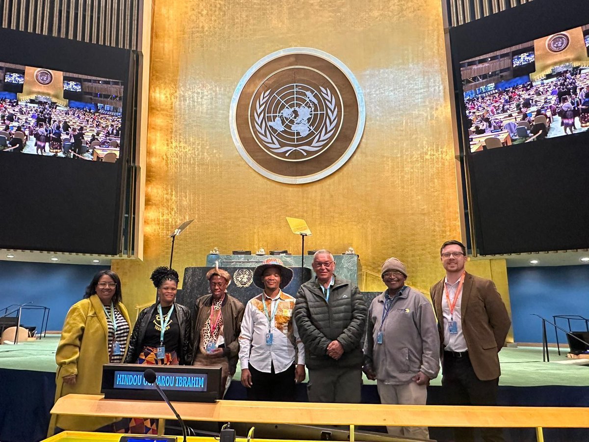 The Southern African Delegation including Joe Goergen have arrived at the UN Headquarters for the 23rd session of the UN Permanent Forum for Indigenous issues @UN4Indigenous #IndigenousPeople #IndigenousRights #UNPFII #WeAreIndigenous #CommunityVoices