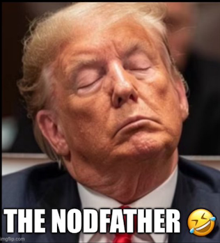 So apparently Trump is upset that it's being reported he fell asleep in court yesterday. It's always sad when the cult leader of the fuck your feelings crowd gets his feelings hurt. #ProudBlue #TrumpTrial #DonSnoreleone #TheNodfather #TrumpisaNationalDisgrace #TrumpForPrison2024
