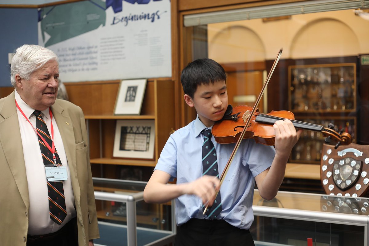 We welcomed OM David Seipel (51-56) to MGS today for a tour of the School and lunch in the Refectory. After lunch David donated an 1880s Bohemian violin to MGS which could be made available to a current pupil in need of an instrument. #violin