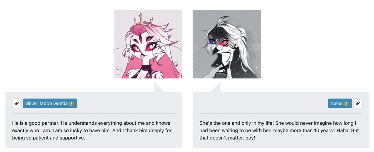 Silver and Neos' attitudes towards each other! Find and read more about them on my Toyhouse page ✨ toyhou.se/Owlenne