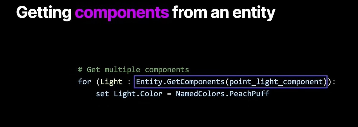 GetComponent(t) is currently impossible in pure #Verse as parametric types aren't comparable and can't be used for casting I wonder if this improvement will be added to the language together with first experimental Scene Graph release OR possible just bcs of being native call