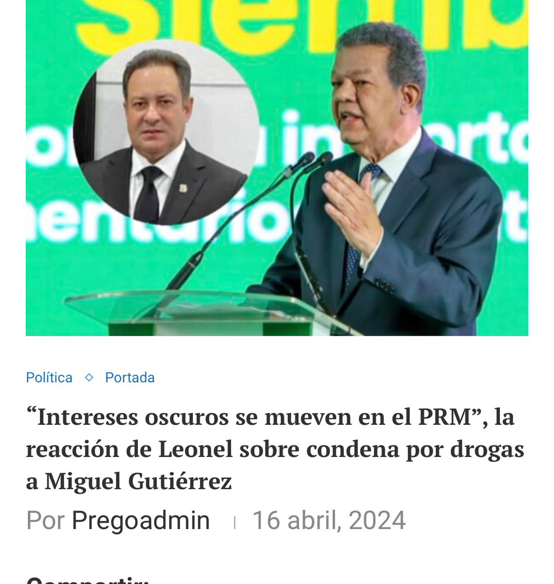 Lo que @LeonelFernandez no dice es que toda la droga traficó Gutiérrez para EU No lo hizo en gobierno PRM . Lo hizo del 2014 a 2020 , según el expediente, con el gobierno de su aliada mafia Danilato.