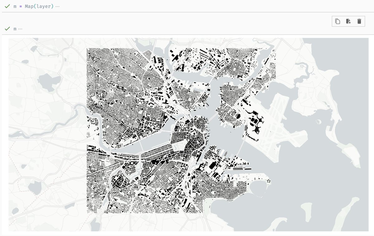 Kyle Barron kylebarron.dev on bsky (@kylebarron2) on Twitter photo 🚀 Progress towards supporting efficient spatial queries in the <a href="/GeoParquet/">GeoParquet</a> 1.1 spec, in Python, JavaScript, and Rust!
It took 12 seconds to fetch this data from the 2.3 BILLION row Overture buildings dataset 🚀 Progress towards supporting efficient spatial queries in the <a href="/GeoParquet/">GeoParquet</a> 1.1 spec, in Python, JavaScript, and Rust!
It took 12 seconds to fetch this data from the 2.3 BILLION row Overture buildings dataset