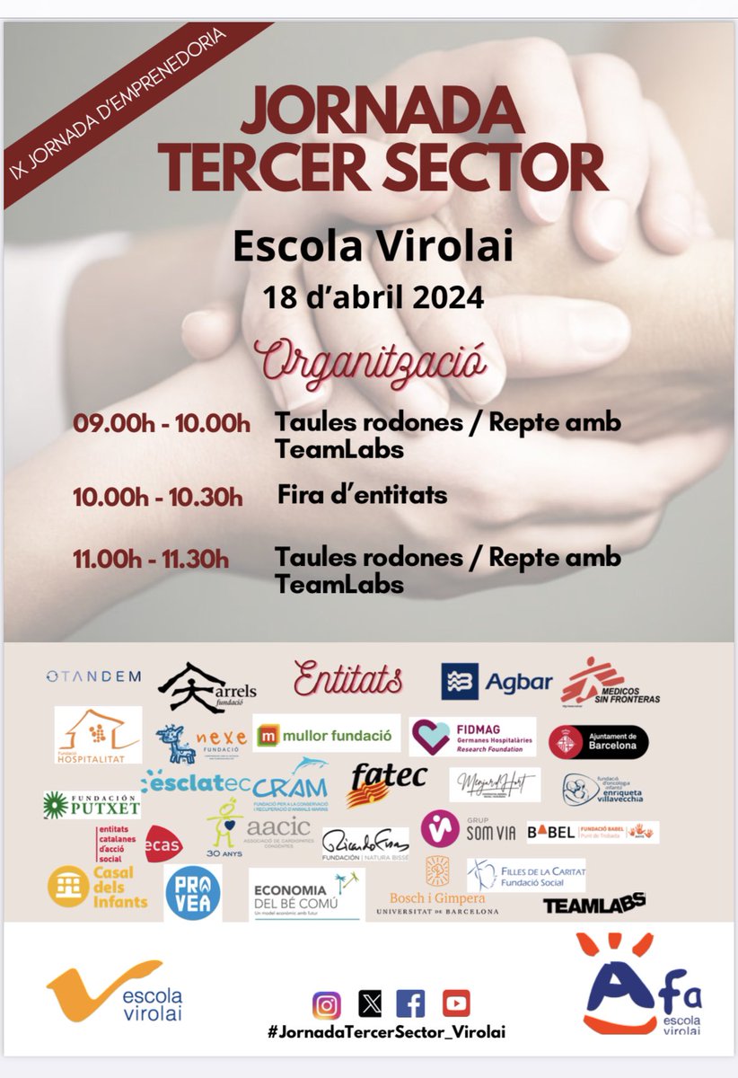Escalfant motors per la Jornada d’Emprenedoria de dijous 18 d’abril a l’<a href="/EscolaVirolai/">Escola Virolai</a> <a href="/AfaVirolai/">AFA_EscolaVirolai</a> aquest curs dedicada a les entitats del tercer sector!