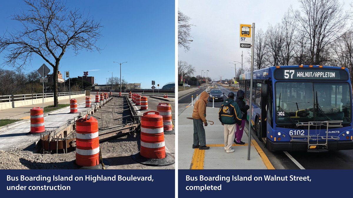 We're finishing up remaining work on the high impact paving and traffic safety project on Highland Blvd. from W. Vliet St. to N. 35th St. We are currently installing 7 bus boarding islands in the project area, and estimate the work to be complete in a couple of weeks.