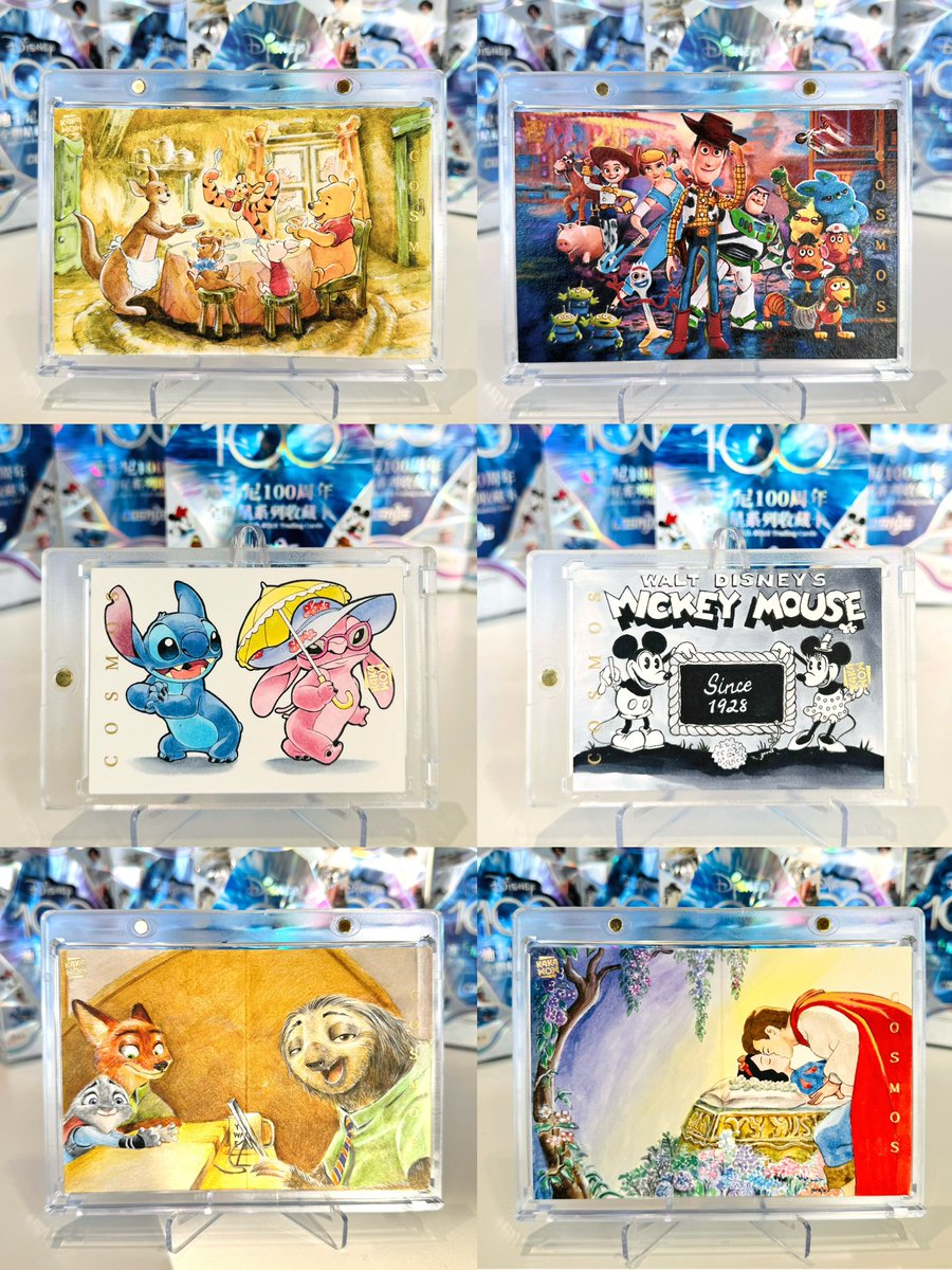 Showing some hand-drawn cards of kakawow cosmos Disney 100 All-Stars!
