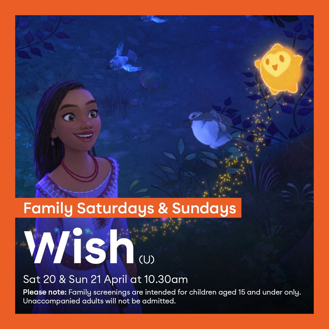 🍿 This week's Family Saturday & Relaxed Sunday Film is Disney's #Wish! 🌠 When teenager Asha makes a powerful wish, it's answered by a cosmic force—a little ball of boundless energy called Star. 🎟️ All Tickets £4! storyhouse.com/cinema/family/