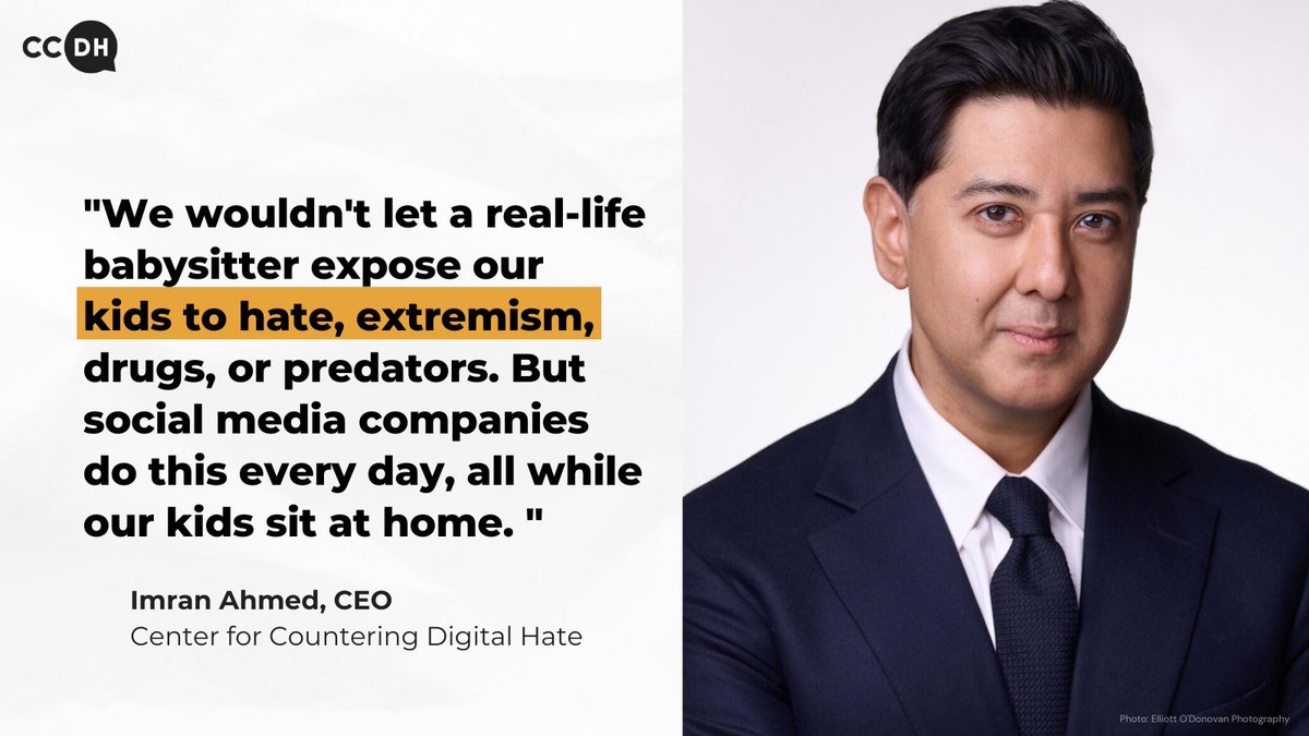 'Tech companies like TikTok, Instagram, YouTube, & Facebook have proven themselves again and again to be negligent, irresponsible and potentially dangerous babysitters.' - Our CEO @Imi_Ahmed on CCDH's new PSA. Find out more at protectingkidsonline.org