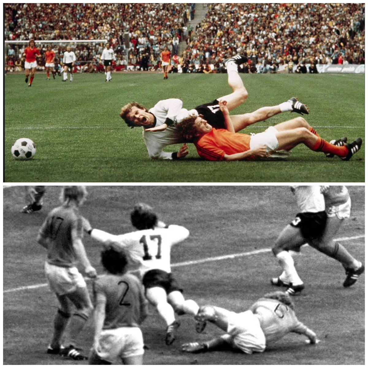 JWB_9's tweet photo. #NRC plaatst verkeerde foto bij de ‘schwalbe’ van #Hölzenbein. Deze foto was zijn 3e ‘val’, in de 2e helft van de #WK74 finale.
Je kunt je afvragen hoe respectvol de kop “Duitse voetballer Hölzenbein (78) overleden, de man van de ‘schwalbe’ in ‘74” is voor een in memoriam… https://t.co/wGrijorD6y