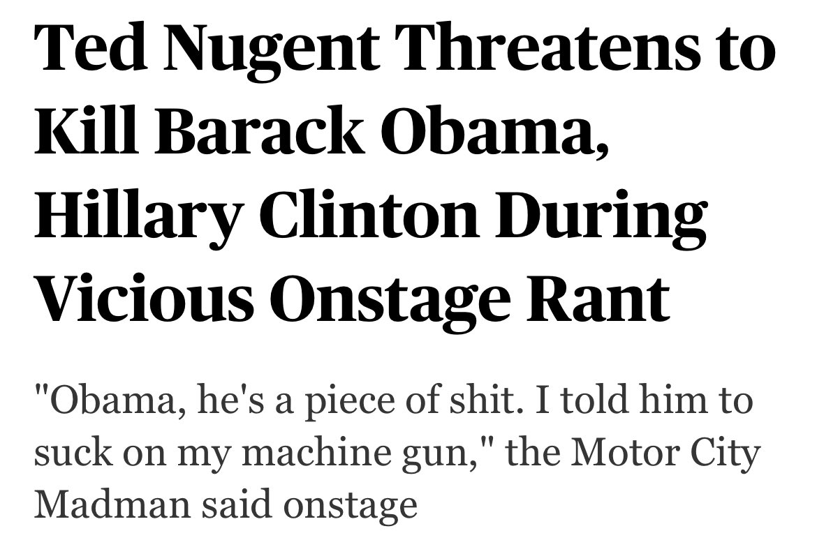 John Mellencamp has deeply hurt our feelings by being political. We alpha patriots only tolerate non-political shows from peaceful Christian musicians like Ted Nugent. #FreeSpeechWarrior