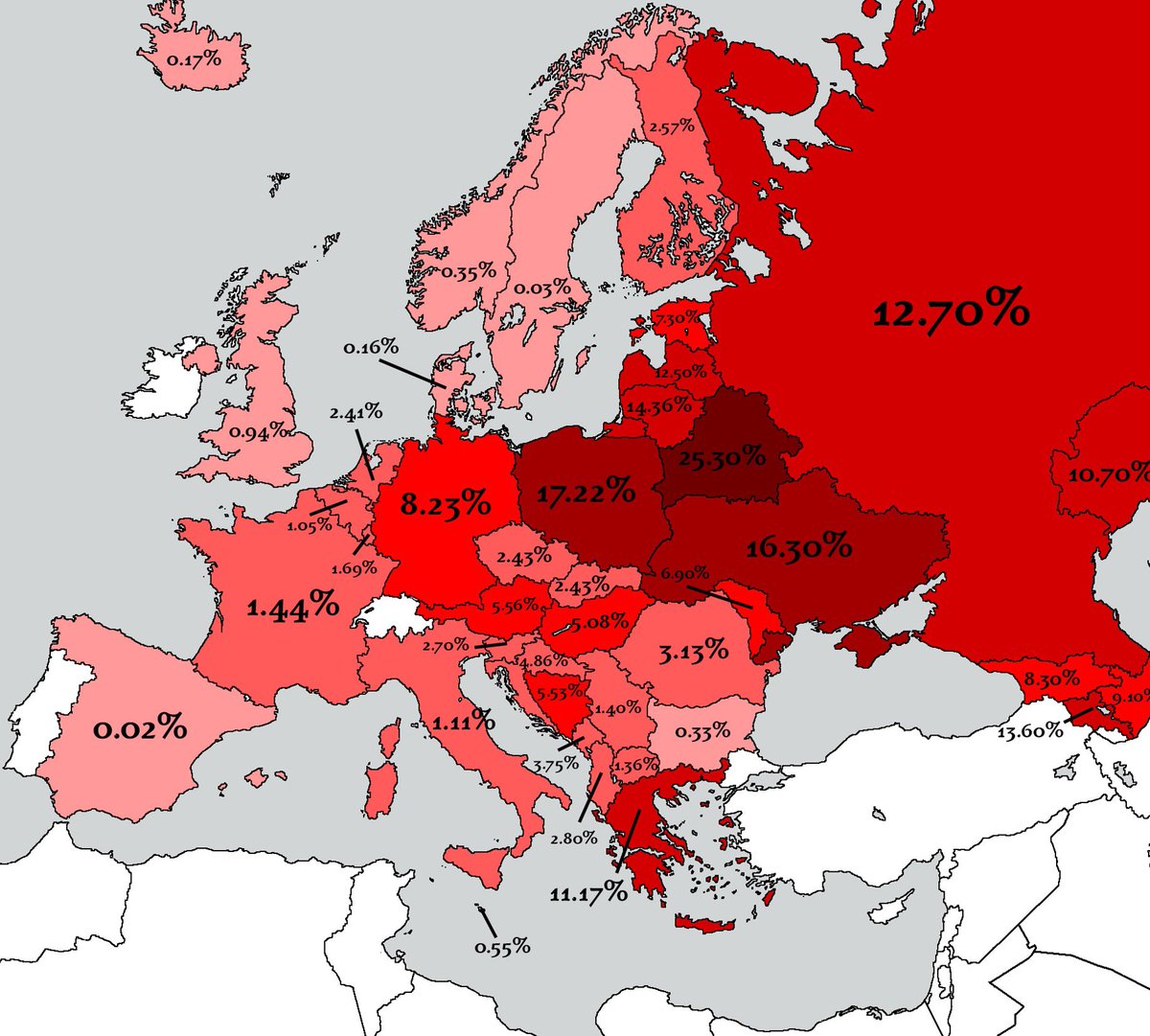 C’est si exaspérant que presque 80 ans après la fin de la seconde guerre mondiale certains ne savent toujours pas que les soviétiques n’étaient pas tous Russes.

Proportionnellement, le Bélarus et l’Ukraine ont eu le taux le plus élevé de morts à la suite de la seconde guerre