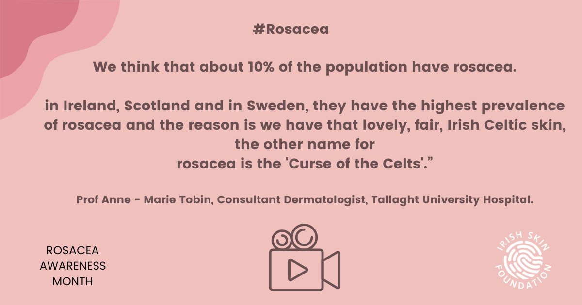 April is #RosaceaAwarenessMonth & we've launched an information video for people living with #rosacea, affecting approx. 10% of the population! The video presented by Prof Anne – Marie Tobin, Dermatologist, Tallaght University Hospital, is available here: bit.ly/4aNQRCI