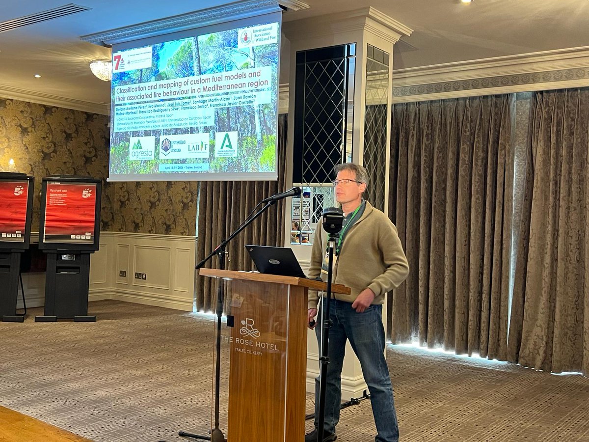 quecoak's tweet image. Presentando Classification and mapping of custom fuel models and their associated fire behaviour in a Mediterranean region financiado por @CILIFO_UE, liderado por @stefanoarellano y Eva Marino con 
 @LabIF_UCO.  Fire Behavior and Fuels Conference #FBF2024 en Tralee (#Irlanda 🇮🇪)