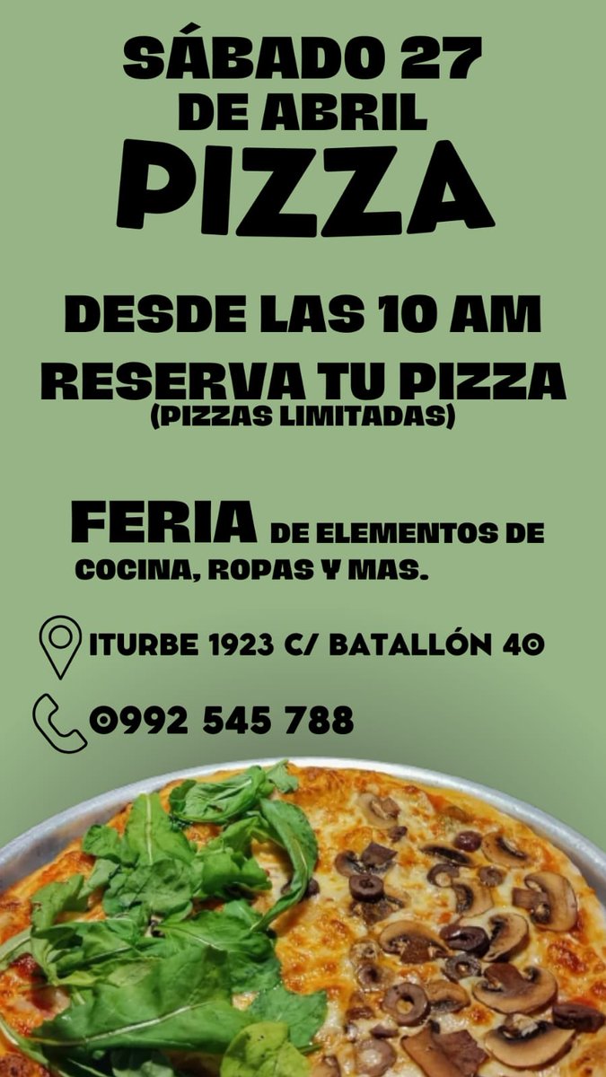 fran_pia182's tweet photo. Rica pizza y muchas cositas para el hogar en un mismo lugar.Te esperamos el sábado 27 de abril desde las 10:00 am. *Las pizzas son limitadas, por eso te recomendamos hacer tus pedidos con antelación.Todo lo recaudado será pro Viaje  a Italia 🇮🇹🤌🏼🍕 RT porfa https://t.co/rcE8EfBayF