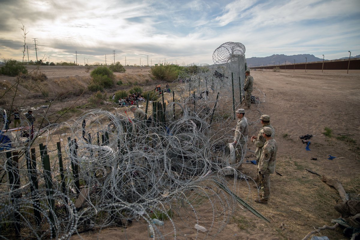 Texas National Guard soldiers turn back a group of illegal immigrants in El Paso. Texas continues to utilize every tool and strategy to defend our southern border. We will hold the line.