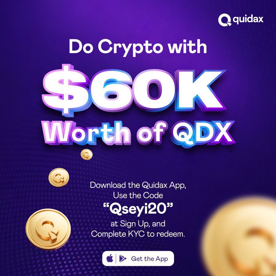 SDX_Trades's tweet photo. Camping will end on Thursday
Have you been able to register with the code QSeyi20 ?
If no download Quidax app then verify so you’ll be eligible to receive part of the $60k worth of QDX token
Offer expires on Thursday
#DoCryptoWithQuidax https://t.co/NWm1u6ZopA