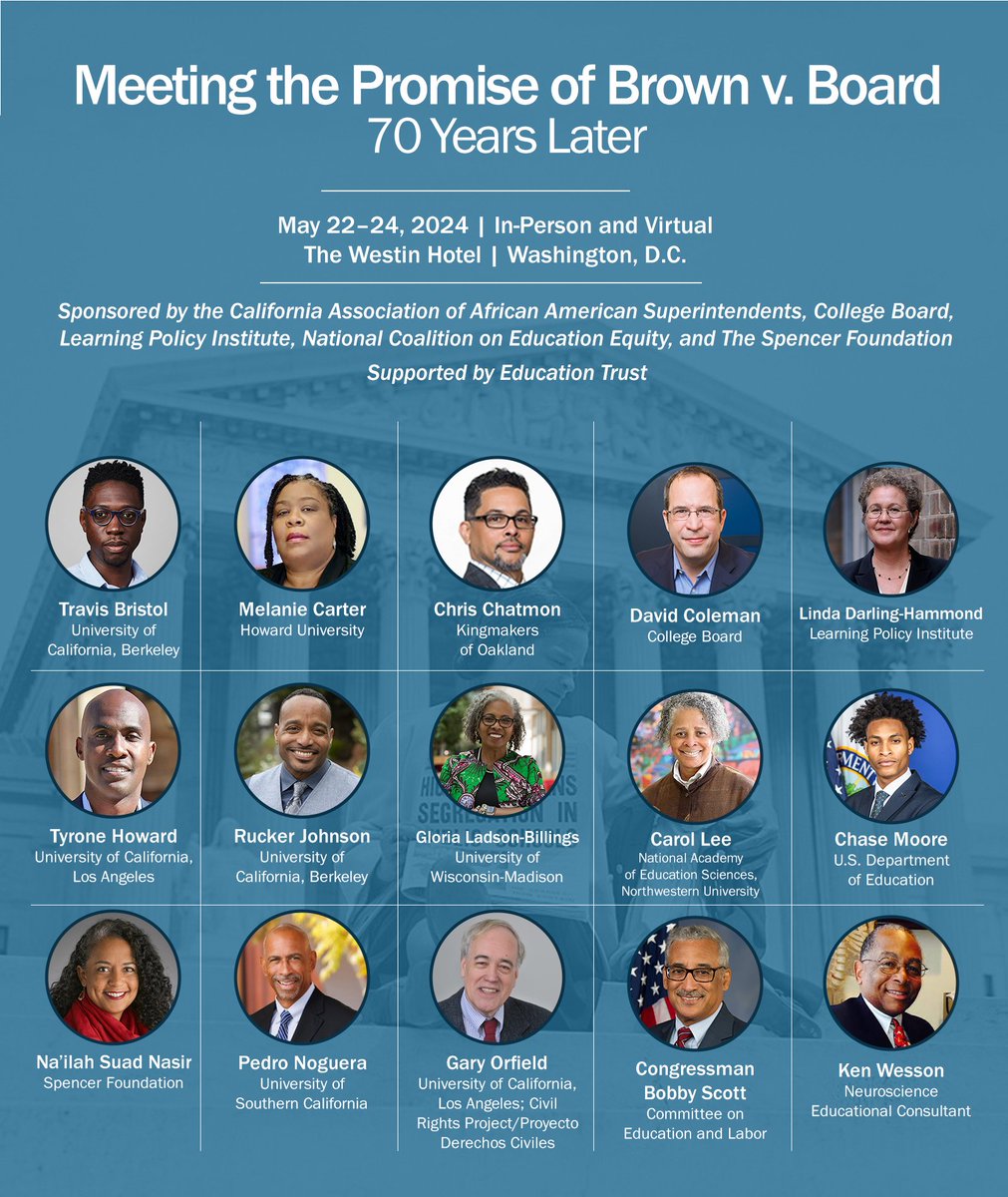 May 22–24, 2024 | In recognition of the #BrownAt70 anniversary, education leaders, community leaders, and policymakers will convene to discuss the impact of the 1954 decision and next steps to fulfill Brown’s promise. Learn more and register: ncoee.org/2024conference