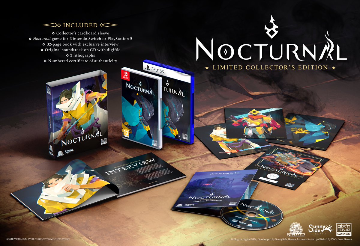 🔥Précommandes ouvertes🔥 Découvrez dès à présent Nocturnal en version physique sur #NintendoSwitch & #PS5 en deux déclinaisons : 🟨 First Edition avec jaquette réversible. 🟥 Collector Edition numérotée avec artbook, CD et lithographies. ➡️ Infos : editionspixnlove.com