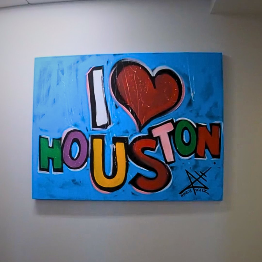 Houston's our heart and soul, so a Houston mural in the office was a must! #Renewa #HoustonStrong #Texas #Art