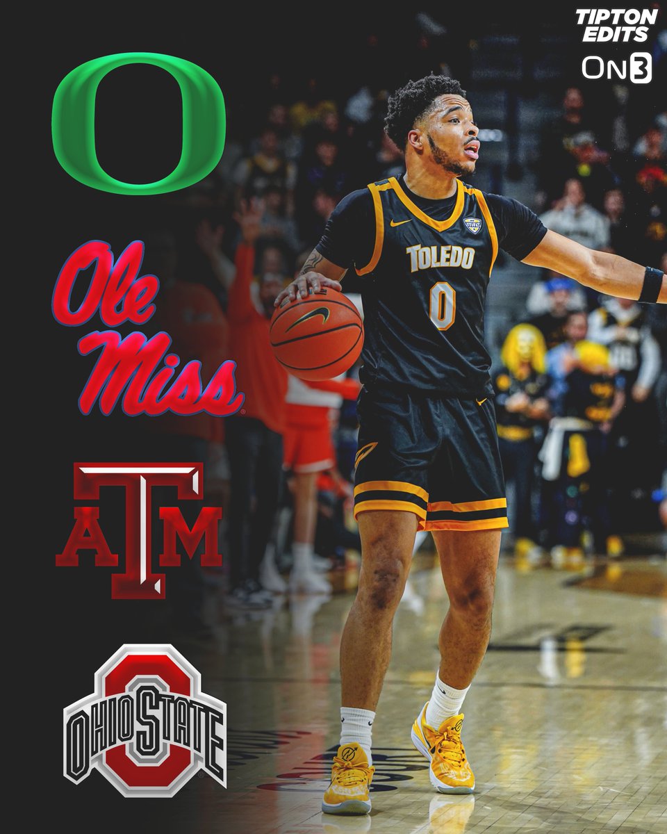 Toledo transfer guard Ra'Heim Moss has cut his list to four schools, source tells @On3sports: Oregon Ole Miss Texas A&M Ohio State The 6-4 junior averaged 15.5 points, 5.4 rebounds, and 3.0 assists per game this season. on3.com/transfer-porta…