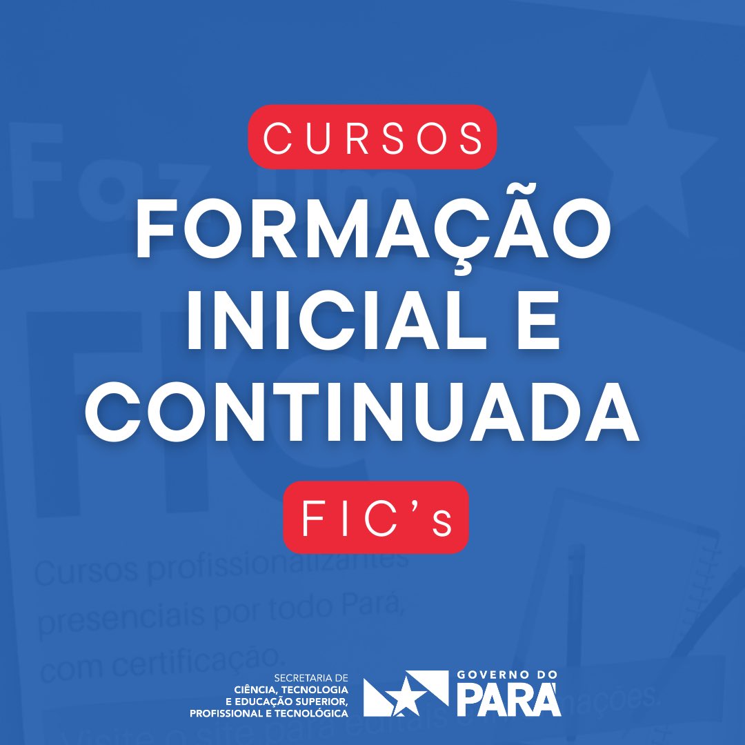 SECTET_PA's tweet photo. #CursosFIC • 👨‍💻👩🏾‍🌾 Você já ouviu falar dos Cursos de Formação Inicial e Continuada? 

📌 Temos cursos de vários segmentos, como manejo de açaí, desenho técnico, fotografia de eventos, assistente administrativo, corte e costura, etc. 

📲 Arrasta pro lado e veja como participar! https://t.co/Xkbvb6yUTW