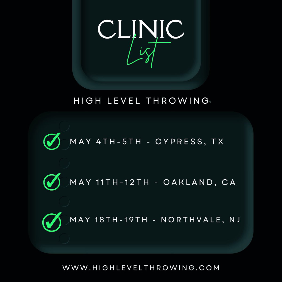 High Level Throwing®️ | Clinics 🥎⚾️⚡️ Join us to learn about throwing mechanics, arm care drills and proper progressions for your athletes! 💪🏻 Player and Coach sessions are available! highlevelthrowing.com/pages/clinics