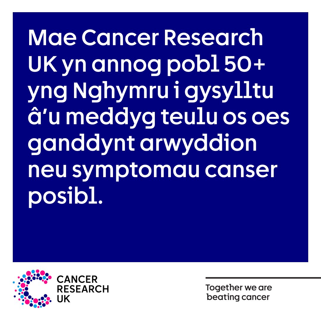 Join us from 15 Apr to 26 May for our early diagnosis campaign to encourage adults aged 50+ from deprived areas to promptly present with potential cancer symptoms to their GP. Download our NICE body poster to help with recognition and referral. bit.ly/43QdEeE @CRUKCymru