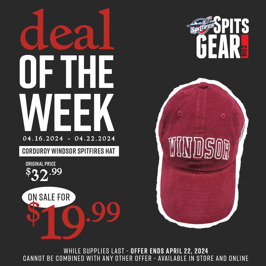 Hey Spits Fans! Grab this weeks deal of the week! Only on spitsgear.com! #WindsorSpitfires