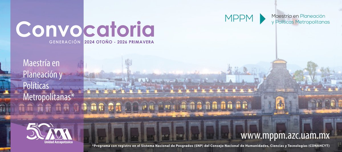 digitaldcsh's tweet photo. La División de Ciencias Sociales y Humanidades y la Maestría en Planeación y Políticas Metropolitanas*, a través de la Coordinación Divisional de Posgrado te convocan a participar en el Proceso de Admisión para conformar la Generación 2024 Otoño-2026 Primavera. https://t.co/hGs80a7Wch